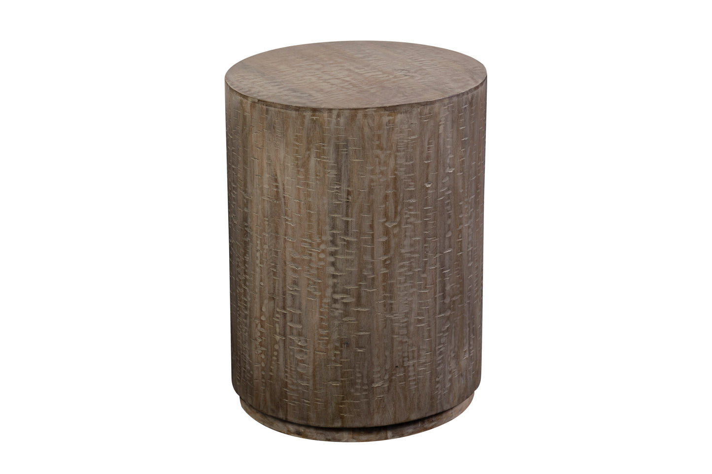 ROUND DRUM GRAY END TABLE