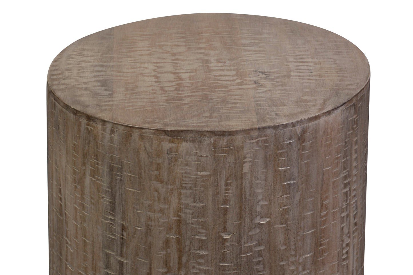 ROUND DRUM GRAY END TABLE