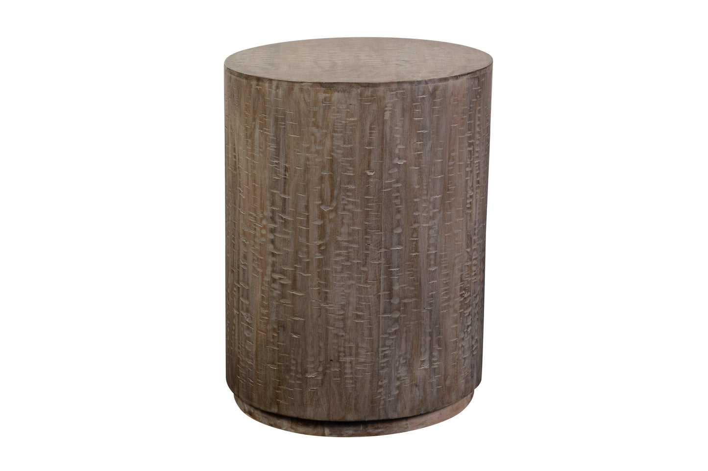 ROUND DRUM GRAY END TABLE