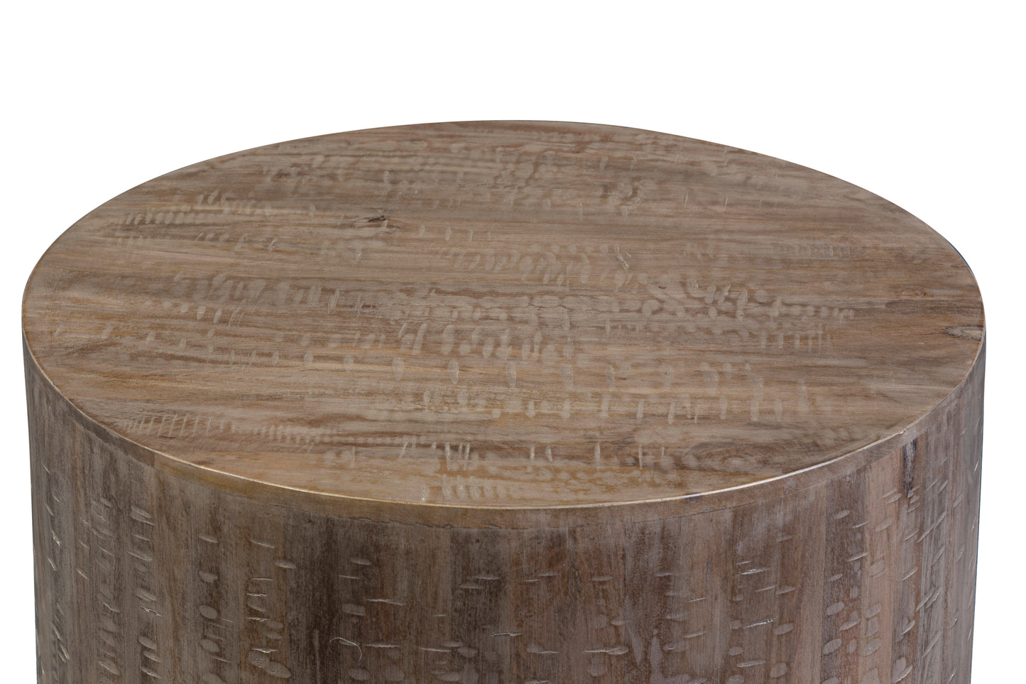 ROUND DRUM GRAY COFFEE TABLE