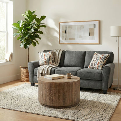 ROUND DRUM GRAY COFFEE TABLE