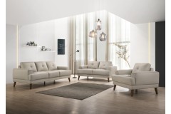 Anzio Cream Leather Sofa, Loveseat & Chair, L7120