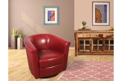 Marvel Red Leather-Look Swivel Accent Chair by Porter Designs